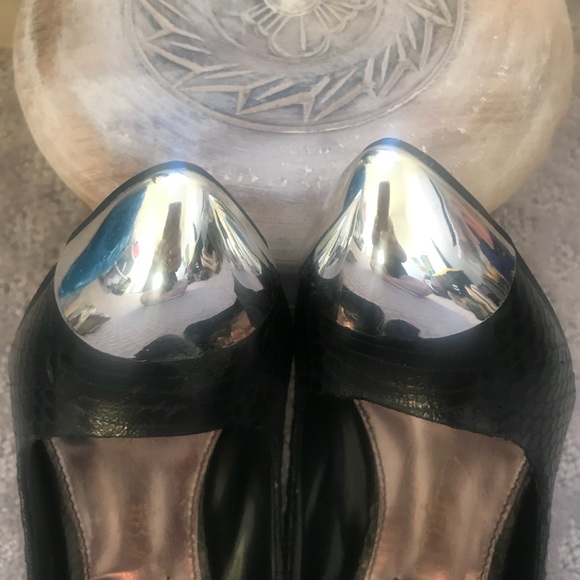 Top Shop Snake print pumps black, silver size 7 - Picture 3 of 7